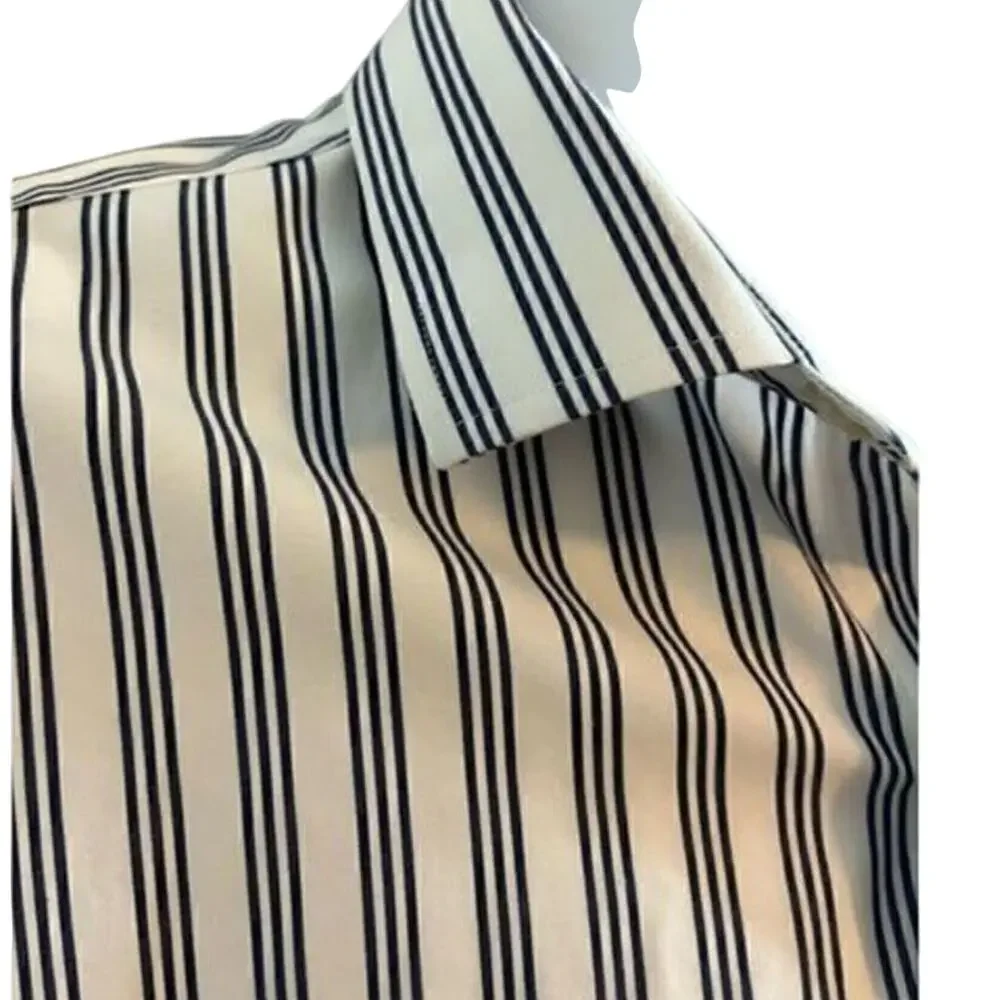 J Crew Button Up Shirt Size Large Neck 16 Striped White Blue